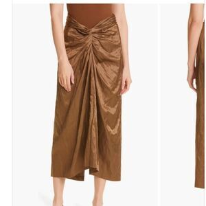Vince Cottonwood Metallic Gold Front Twist Skirt Womens 2